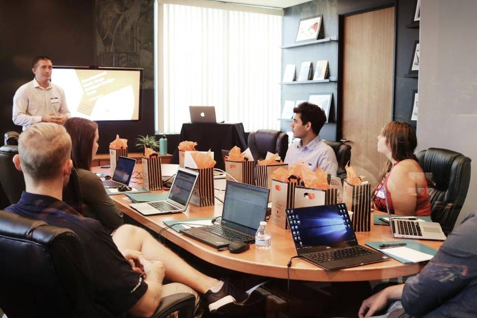 A team workshop around a boardroom table